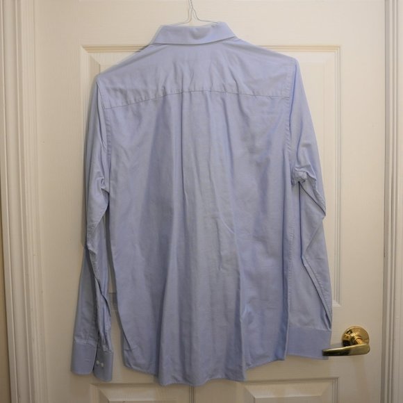 H&M Men's Textured Long Sleeve Straight Hem Dress Shirt in Light Blue Size 15 - Picture 3 of 6